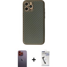 Marsilyan™- iPhone 12 Pro Kılıf Ahenk Işık - Şeffaf Uv Polymer Nano Ekran Koruyucu + Neon Fosforlu Kamera Lens - Tu