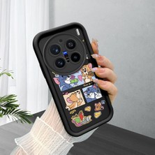 Ucuc Vivo X200 Pro Uyumlu Siyah Silikon Şık Baskı Kılıf Darbeye Dayanıklı Kamera Korumalı