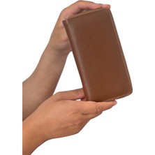 Tisaati Premium Serisi Lüks Deri Özel Üretim Dikey Telefon Bölmeli Fermuarlı Erkek Cüzdanı