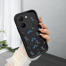 Ucuc Vivo Y27 5G/Y27S Uyumlu Siyah Silikon Şık Baskı Kılıf Darbeye Dayanıklı Kamera Korumalı