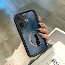 Ucuc Vivo V60 Uyumlu Siyah Silikon Şık Baskı Kılıf Darbeye Dayanıklı Kamera Korumalı