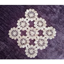 Bosphorus El Işi Dantel Çiçekli Tığ Işi Bej  16X17CM