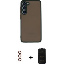 Marsilyan™- Galaxy S23 Plus Kılıf Ahenk Çizgi Serisi - Siyah 6d Antistatik Mat Seramik Hayalet Nano Ekran Koruyucu + Metal Kamera Lens - Kı