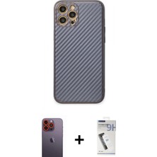 Marsilyan™- iPhone 12 Pro Kılıf Ahenk Işık - Şeffaf Uv Polymer Nano Ekran Koruyucu + Neon Fosforlu Kamera Lens - Tu