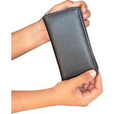 Tisaati Premium Serisi Lüks Deri Özel Üretim Dikey Telefon Bölmeli Fermuarlı Erkek Cüzdanı