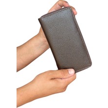 Tisaati Premium Serisi Lüks Deri Özel Üretim Dikey Telefon Bölmeli Fermuarlı Erkek Cüzdanı
