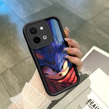 Ucuc Vivo Y28 4g Uyumlu Siyah Silikon Şık Baskı Kılıf Darbeye Dayanıklı Kamera Korumalı