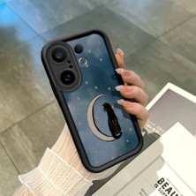 Ucuc Vivo X200 Fe Uyumlu Siyah Silikon Şık Baskı Kılıf Darbeye Dayanıklı Kamera Korumalı