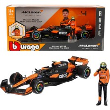 Bburago 1:24 Mclaren MCL38 Miami Grand Prix 2024 Figürlü Formula 1 Yarış Arabası  - 81-Oscar Piastri