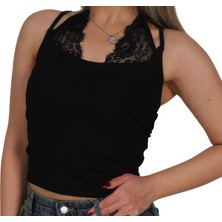 Aurelia Siyah Dantel Detaylı Crop