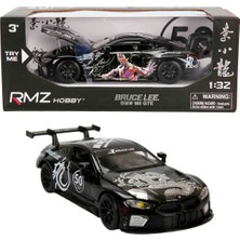 1:32 Sesli ve Işıklı Rmz Hobby Bruce Lee Serisi Die Cast Çek Bırak Model Araba  - Siyah Bmw M8 Gte