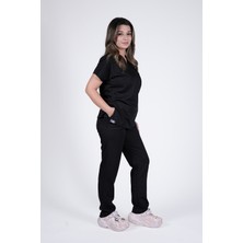 Stilmed Stılmed Üniforma Siyah Hemşire ve Doktor Forması Scrubs Takımı Likralı Alt Üst Üniforma Unisex Yarasa Kol