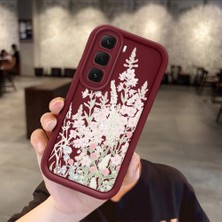 Ucuc Infinix Hot 60I Uyumlu Darbeye Dayanıklı Kamera Korumalı Bordo Silikon Baskı Desenli Kılıf