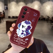 Ucuc Samsung Galaxy A15 Uyumlu Darbeye Dayanıklı Kamera Korumalı Bordo Silikon Baskı Desenli Kılıf