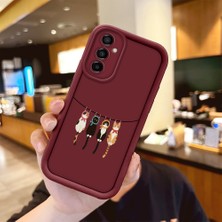 Ucuc Samsung Galaxy M13 4g Uyumlu Darbeye Dayanıklı Kamera Korumalı Bordo Silikon Baskı Desenli Kılıf