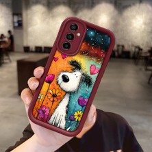 Ucuc Samsung Galaxy M23 Uyumlu Darbeye Dayanıklı Kamera Korumalı Bordo Silikon Baskı Desenli Kılıf
