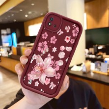 Ucuc Realme C20/C20A/C11 2021 Uyumlu Darbeye Dayanıklı Kamera Korumalı Bordo Silikon Baskı Desenli Kılıf