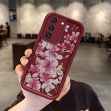 Ucuc Samsung Galaxy S22 Uyumlu Darbeye Dayanıklı Kamera Korumalı Bordo Silikon Baskı Desenli Kılıf