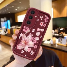 Ucuc Samsung Galaxy S25 Plus Uyumlu Darbeye Dayanıklı Kamera Korumalı Bordo Silikon Baskı Desenli Kılıf