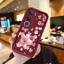 Ucuc Vivo Y19S 4G/Y19S Pro Uyumlu Darbeye Dayanıklı Kamera Korumalı Bordo Silikon Baskı Desenli Kılıf