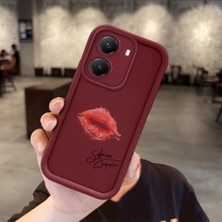 Ucuc Poco X7 Pro Uyumlu Darbeye Dayanıklı Kamera Korumalı Bordo Silikon Baskı Desenli Kılıf