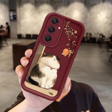 Ucuc Samsung Galaxy A24 4g Uyumlu Darbeye Dayanıklı Kamera Korumalı Bordo Silikon Baskı Desenli Kılıf