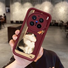 Ucuc Vivo X200 Pro Uyumlu Darbeye Dayanıklı Kamera Korumalı Bordo Silikon Baskı Desenli Kılıf