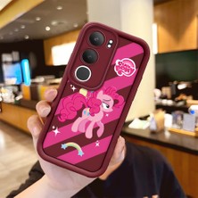 Ucuc Vivo Y19S 4G/Y19S Pro Uyumlu Darbeye Dayanıklı Kamera Korumalı Bordo Silikon Baskı Desenli Kılıf