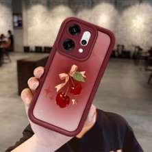 Ucuc Oppo RENO14 Pro Uyumlu Darbeye Dayanıklı Kamera Korumalı Bordo Silikon Baskı Desenli Kılıf