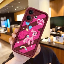 Ucuc Vivo V60 Lite 4g/5g Uyumlu Darbeye Dayanıklı Kamera Korumalı Bordo Silikon Baskı Desenli Kılıf