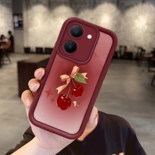 Ucuc Vivo Y27 5G/Y27S Uyumlu Darbeye Dayanıklı Kamera Korumalı Bordo Silikon Baskı Desenli Kılıf