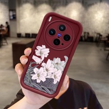 Ucuc Vivo X300 Uyumlu Darbeye Dayanıklı Kamera Korumalı Bordo Silikon Baskı Desenli Kılıf