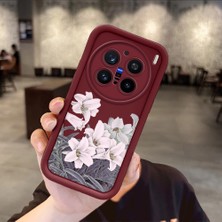 Ucuc Vivo X200 Pro Uyumlu Darbeye Dayanıklı Kamera Korumalı Bordo Silikon Baskı Desenli Kılıf