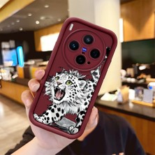Ucuc Vivo X300 Uyumlu Darbeye Dayanıklı Kamera Korumalı Bordo Silikon Baskı Desenli Kılıf
