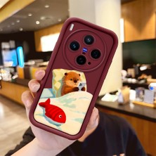 Ucuc Vivo X300 Uyumlu Darbeye Dayanıklı Kamera Korumalı Bordo Silikon Baskı Desenli Kılıf