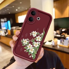 Ucuc Vivo V60 Lite 4g/5g Uyumlu Darbeye Dayanıklı Kamera Korumalı Bordo Silikon Baskı Desenli Kılıf