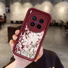 Ucuc Vivo X300 Pro Uyumlu Darbeye Dayanıklı Kamera Korumalı Bordo Silikon Baskı Desenli Kılıf