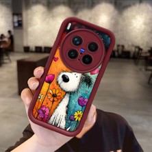 Ucuc Vivo X300 Pro Uyumlu Darbeye Dayanıklı Kamera Korumalı Bordo Silikon Baskı Desenli Kılıf