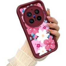Ucuc Vivo X200 Pro Uyumlu Darbeye Dayanıklı Kamera Korumalı Bordo Silikon Baskı Desenli Kılıf