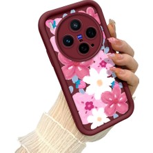Ucuc Vivo X300 Uyumlu Darbeye Dayanıklı Kamera Korumalı Bordo Silikon Baskı Desenli Kılıf