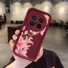 Ucuc Vivo X200 Pro Uyumlu Darbeye Dayanıklı Kamera Korumalı Bordo Silikon Baskı Desenli Kılıf