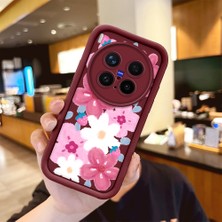 Ucuc Vivo X300 Pro Uyumlu Darbeye Dayanıklı Kamera Korumalı Bordo Silikon Baskı Desenli Kılıf