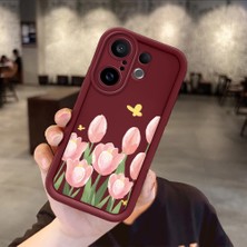 Ucuc Vivo X200 Fe Uyumlu Darbeye Dayanıklı Kamera Korumalı Bordo Silikon Baskı Desenli Kılıf