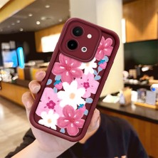 Ucuc Vivo Y28 4g Uyumlu Darbeye Dayanıklı Kamera Korumalı Bordo Silikon Baskı Desenli Kılıf