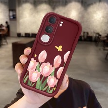Ucuc Vivo Y31/Y21D Uyumlu Darbeye Dayanıklı Kamera Korumalı Bordo Silikon Baskı Desenli Kılıf