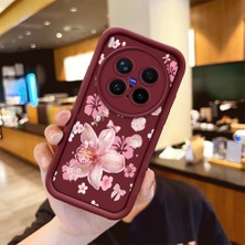 Ucuc Vivo X300 Pro Uyumlu Darbeye Dayanıklı Kamera Korumalı Bordo Silikon Baskı Desenli Kılıf