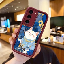 Ucuc Samsung Galaxy S23 Uyumlu Darbeye Dayanıklı Kamera Korumalı Bordo Silikon Baskı Desenli Kılıf