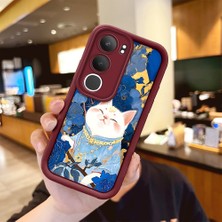 Ucuc Vivo Y19S 4G/Y19S Pro Uyumlu Darbeye Dayanıklı Kamera Korumalı Bordo Silikon Baskı Desenli Kılıf