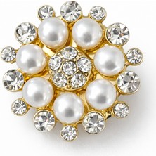 Sense Of Atelier Pearl Halo Eclat Inci Detaylı Taşlı Düğme Broşu (Çift)(