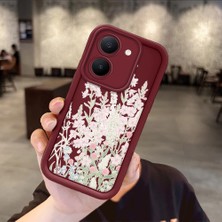 Ucuc Vivo Y27 5G/Y27S Uyumlu Darbeye Dayanıklı Kamera Korumalı Bordo Silikon Baskı Desenli Kılıf
